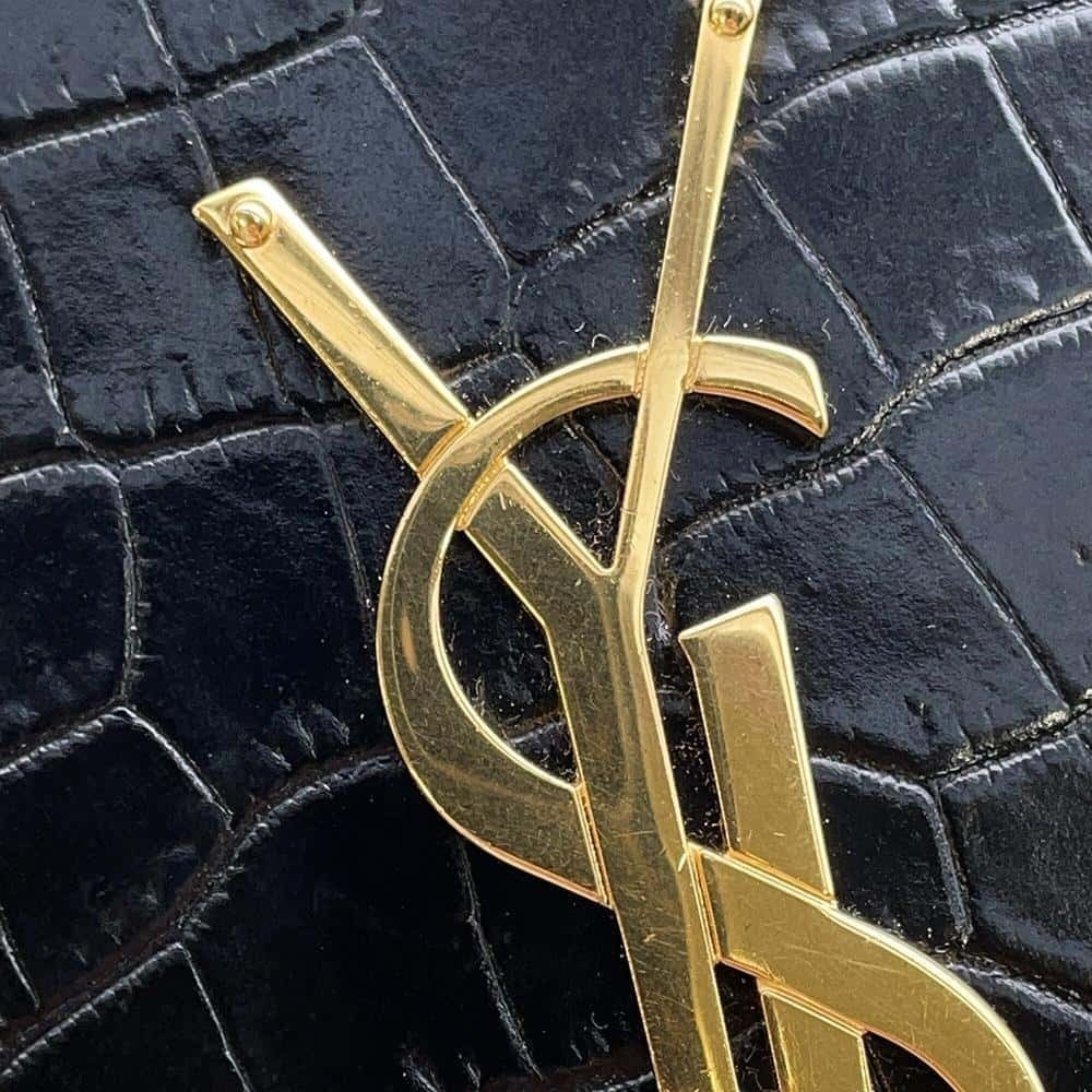 Saint Laurent Paris Chain Shoulder Bag Embossed Leather Tassel Black - Picture 8 of 11